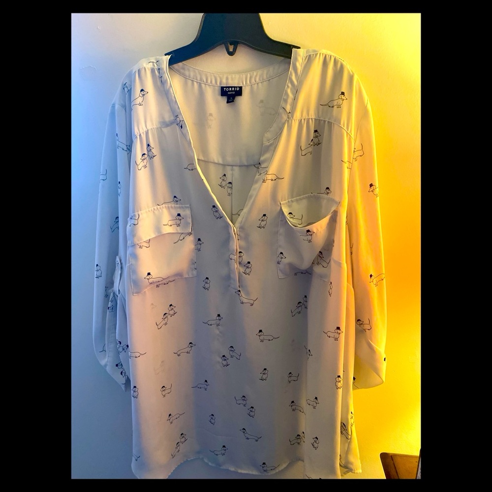 Ivory Dachshund Georgette Blouse